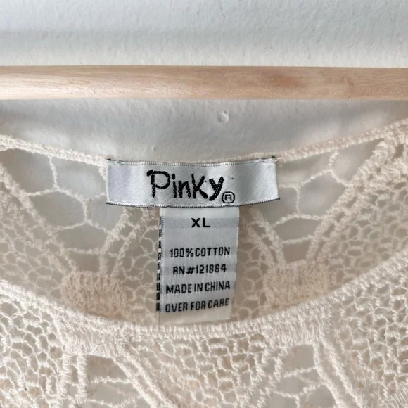 🌻 Pinky XL Cream Boho Crochet Lace Blouse - Picture 2 of 8